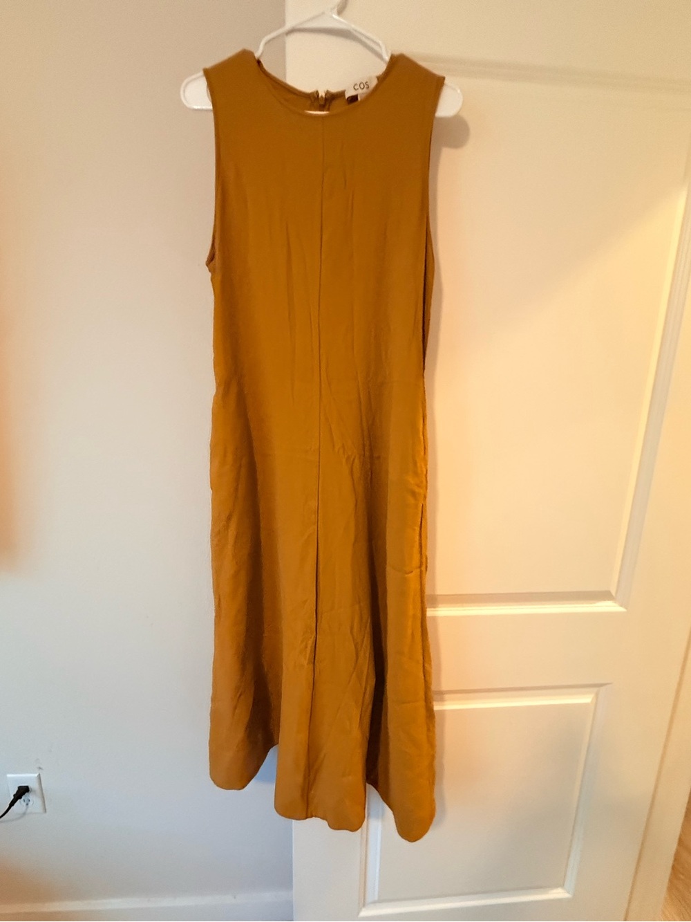 COS Sleeveless Midi Dress in Mustard
